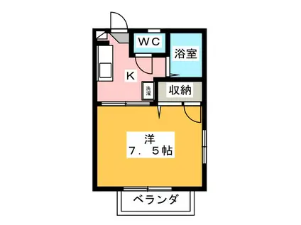 ウエストコート S棟(1K/1階)の間取り写真