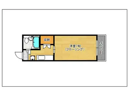 フォレストビュー西片江(ワンルーム/3階)の間取り写真