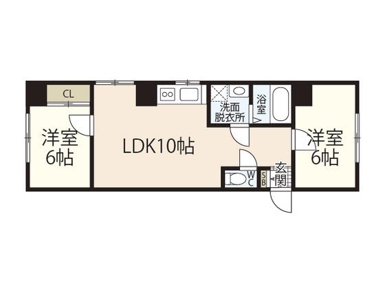 鷹野橋マンション(2LDK/10階)の間取り写真