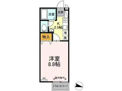 セジュール栗林南(1K/2階)の間取り写真