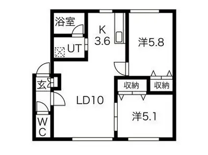 ボヌール福住III(2LDK/3階)の間取り写真