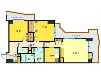 エクセレント千葉駅前タワー(2LDK/14階)の間取り写真