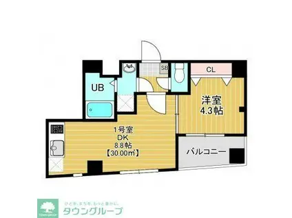 フェリシテ(1DK/1階)の間取り写真