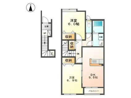 メゾン・ソレイユ・トロワ TC(2DK/2階)の間取り写真