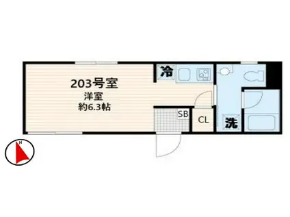 FULLEA東中野(ワンルーム/2階)の間取り写真