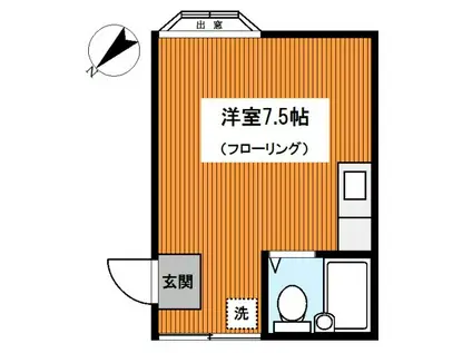 アミティーNO2(ワンルーム/2階)の間取り写真