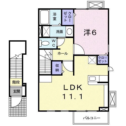 コルソプレッソ(1LDK/2階)の間取り写真