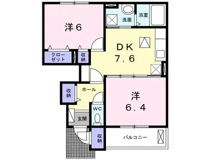 ベルエンティ(2DK/1階)の間取り写真