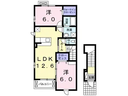ブルーシャトー 中根町(2LDK/2階)の間取り写真