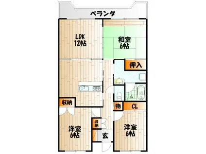 エクセレント中井(3LDK/6階)の間取り写真