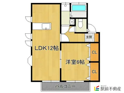 エスプワール・ヒロII(1LDK/2階)の間取り写真