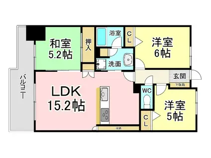 リヴィエールソフィア日明(3LDK/11階)の間取り写真