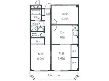 フリーダム中村(3DK/4階)の間取り写真