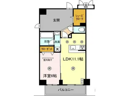 みらいビル(1LDK/4階)の間取り写真