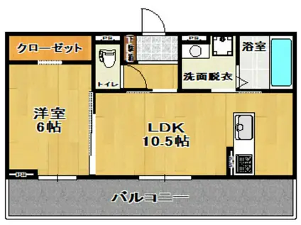 エスポワール麓山II A棟(1LDK/1階)の間取り写真
