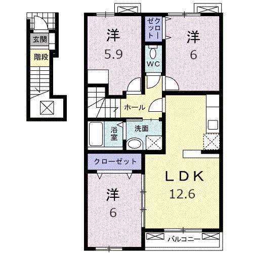 サンセレーノ II(3LDK/2階)の間取り写真