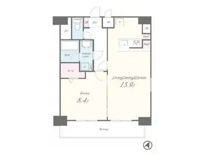 マージュ世田谷(1LDK/13階)の間取り写真