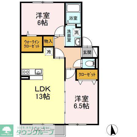 サウス WIND(2LDK/2階)の間取り写真