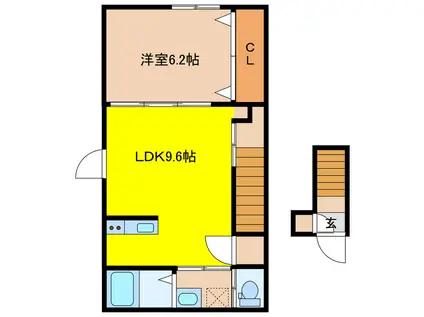 ルポゼ協和B棟(1LDK/2階)の間取り写真