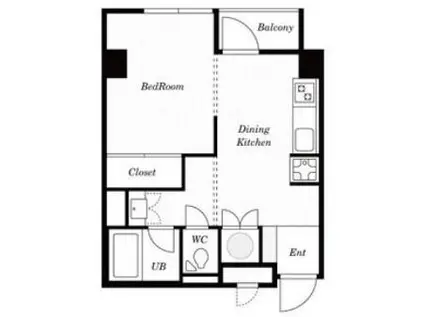 グランディール麻布十番(1DK/4階)の間取り写真