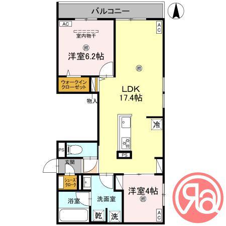 ディアコート鷹合(2LDK/3階)の間取り写真