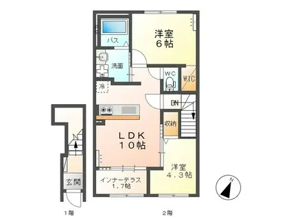 クラシアA(2LDK/2階)の間取り写真