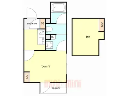 LOULOU今津(1K/3階)の間取り写真