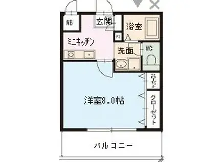 テクノ光都ミオ(1K/1階)の間取り写真