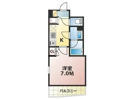 池之端ヒルズ(1K/3階)の間取り写真