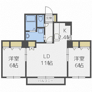 パークスクエア西野(2LDK/4階)の間取り写真