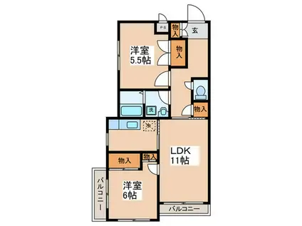 第3武井ハイツ(2LDK/3階)の間取り写真