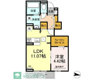 ソレイユ三原台 B(1LDK/1階)の間取り写真