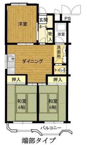 播磨城の宮3号棟(3DK/4階)の間取り写真