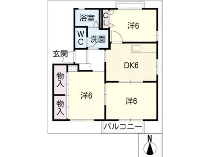 ディアス杉村A棟(3DK/1階)の間取り写真