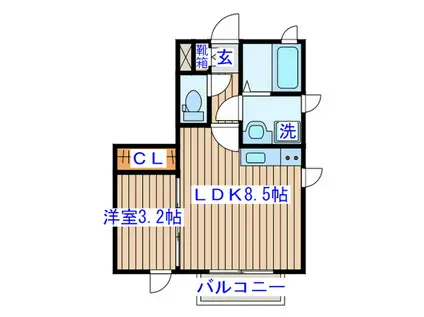 エスワンホーム台原(1LDK/1階)の間取り写真