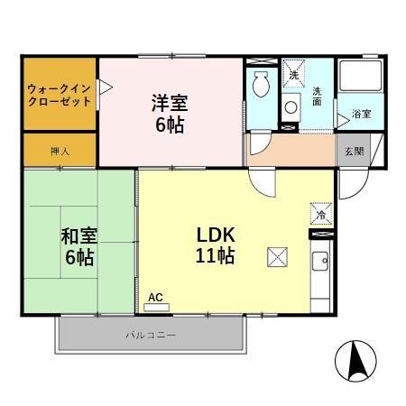 ソレイユルヴァン A棟(2LDK/1階)の間取り写真