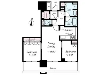 ブランズタワー梅田ノース(2LDK/8階)の間取り写真