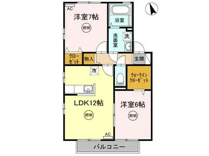 リビングタウン松縄A・B・C棟(2LDK/2階)の間取り写真