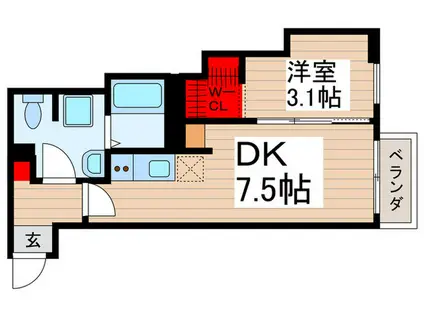 アリビオ高砂(1DK/1階)の間取り写真