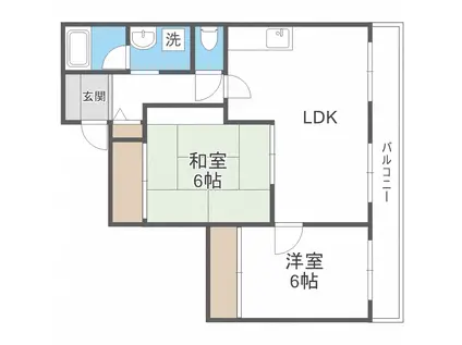 サンシャイン中島公園(2LDK/3階)の間取り写真