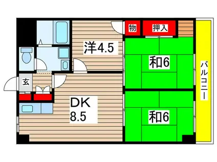 布施ビルI(3DK/6階)の間取り写真