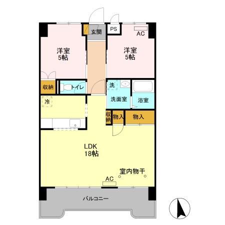 プレジデントマンション(2LDK/6階)の間取り写真