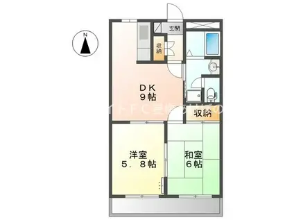 レッドウィング(2DK/2階)の間取り写真