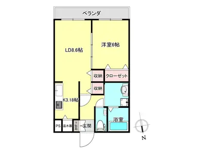 グランデ-ル親和(1LDK/1階)の間取り写真