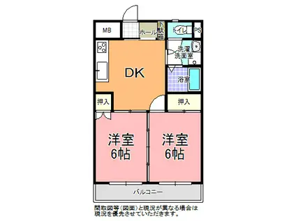 メセナ緑岡(2DK/2階)の間取り写真