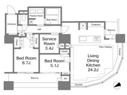 東京ツインパークスライトウィング(2SLDK/10階)の間取り写真