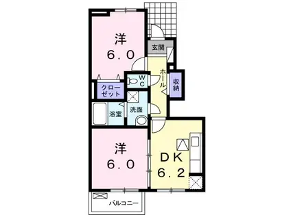 ブルーアステール(2DK/1階)の間取り写真