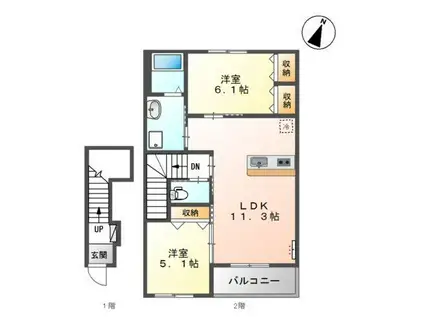 VAVOOM(2LDK/2階)の間取り写真