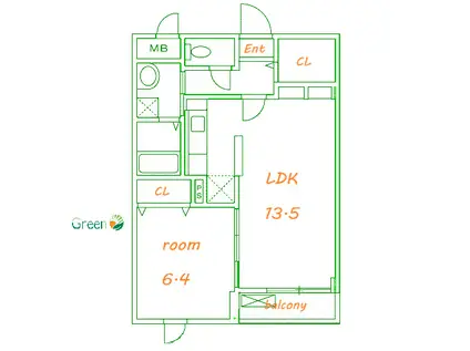 ライルヴィラ(1LDK/2階)の間取り写真