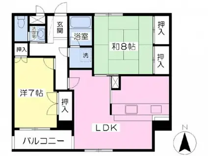 サンハイツ宇多津(2LDK/12階)の間取り写真